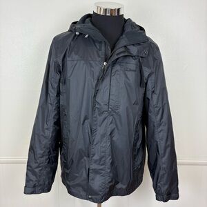 L.L. Bean Mens Rain Coat Jacket Size M Black Winter Outdoors Hiking Fleece Lined